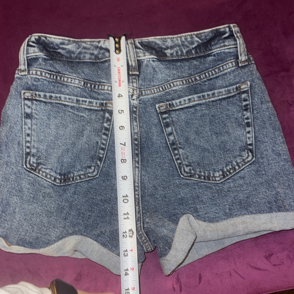 Wild Fable Classic Blue Jean Shorts Highest Rise Dark Denim Rollup Cuff Womens 6 - Picture 5 of 10